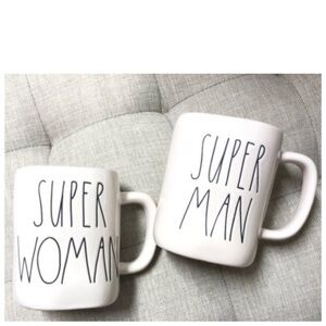 NEW Rae Dunn Superman & Superwoman Mug Set